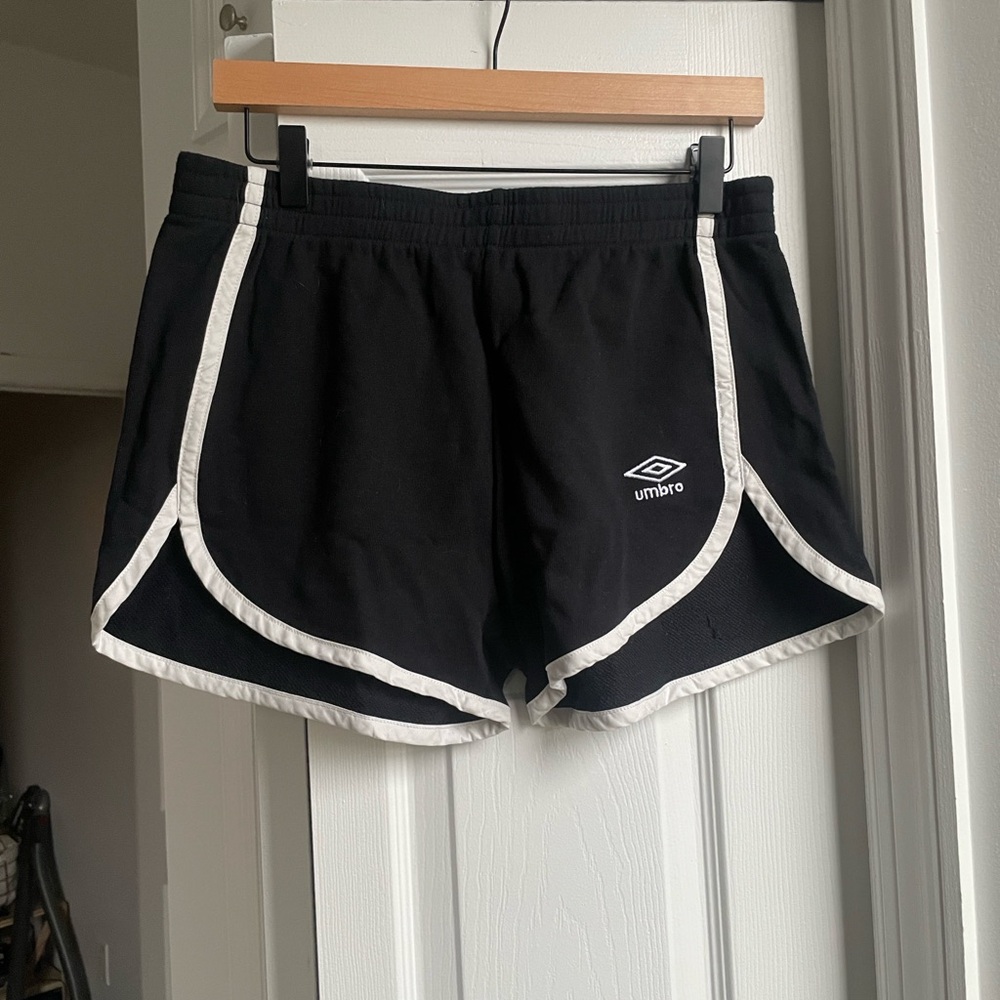 Umbro Women's Black and White Mini Shorts